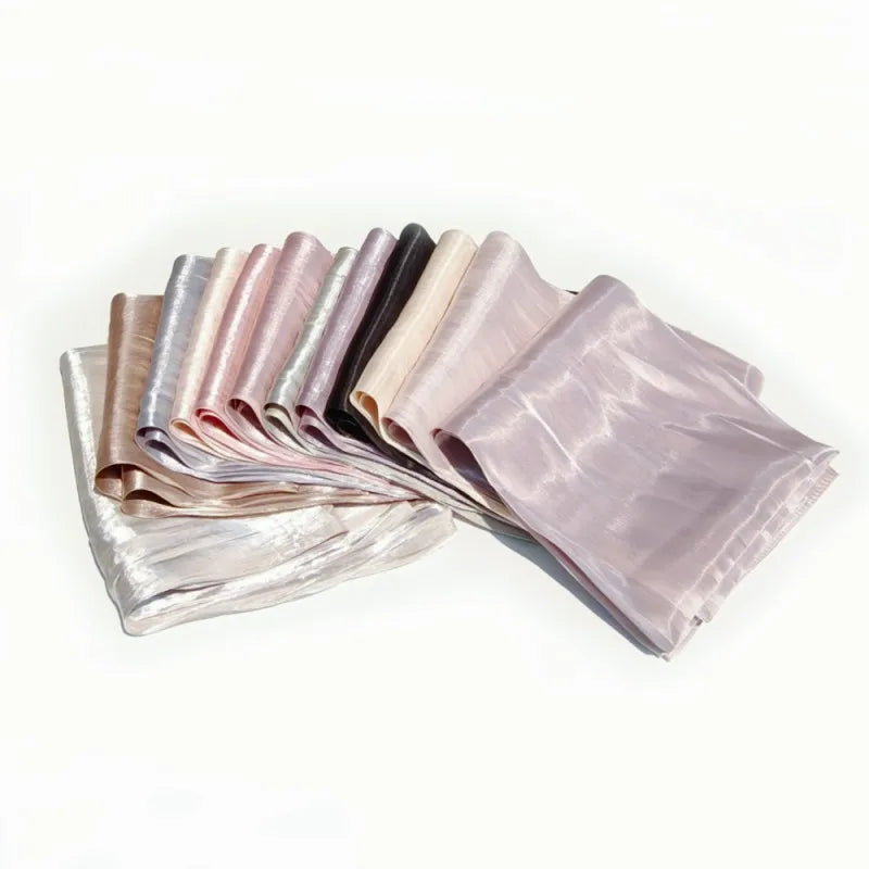 New Style Cool Breathable Bright Silk Chiffon Island Wrinkled Long Scarf Solid Color Simple Malay Indonesian Women's Bag Headscarf