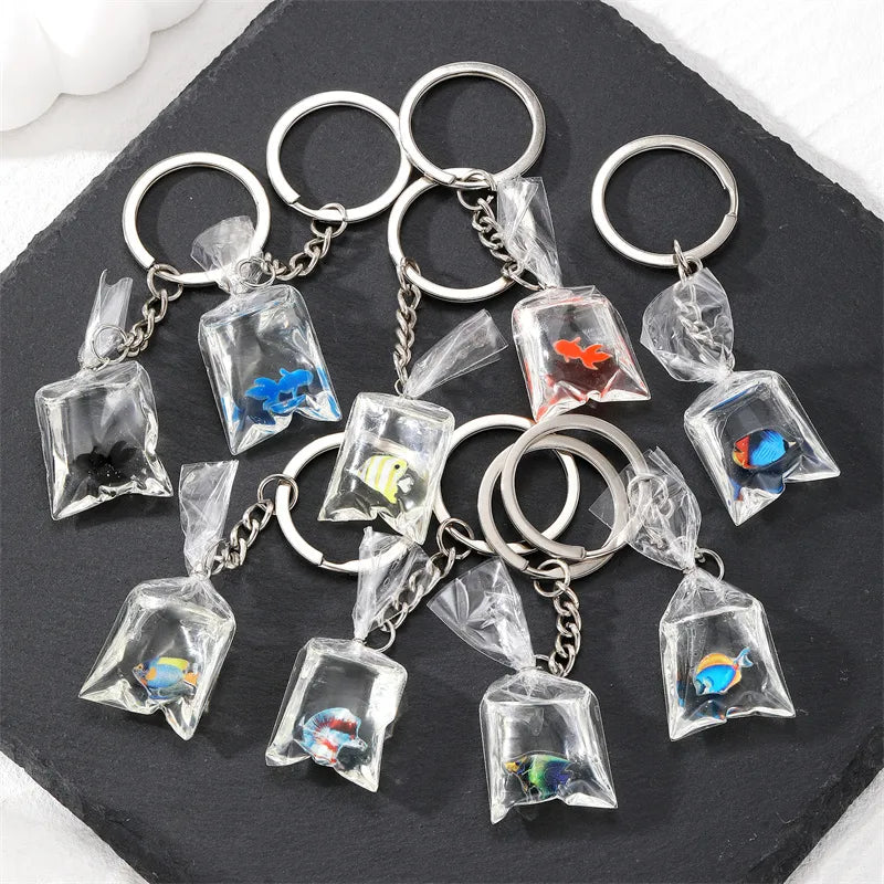casual vintage style simple style fish resin bag pendant keychain