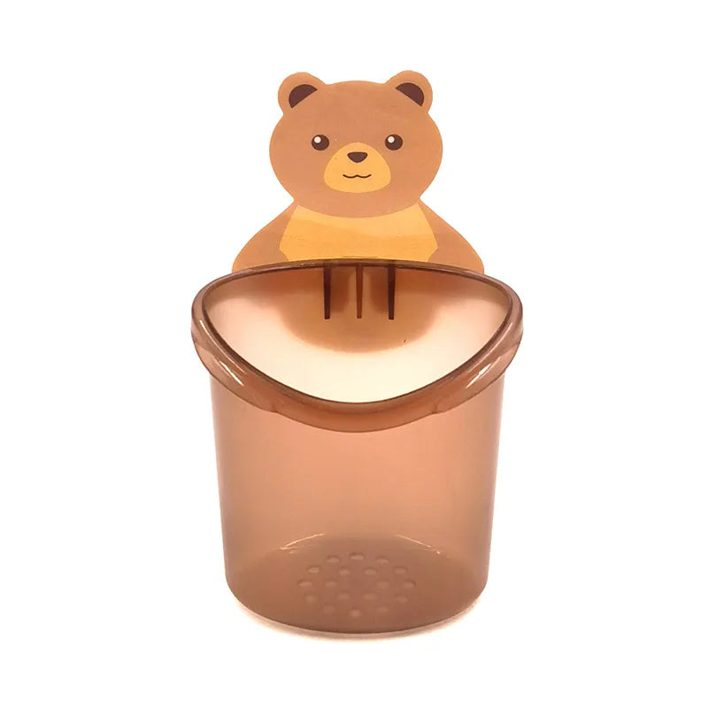 Bathroom Toothbrush Cup Bathroom Wall Hanging Bedside Comb Rubber Tendon Cosmetic Storage Box Toothpaste Bear Hug Storage Rack