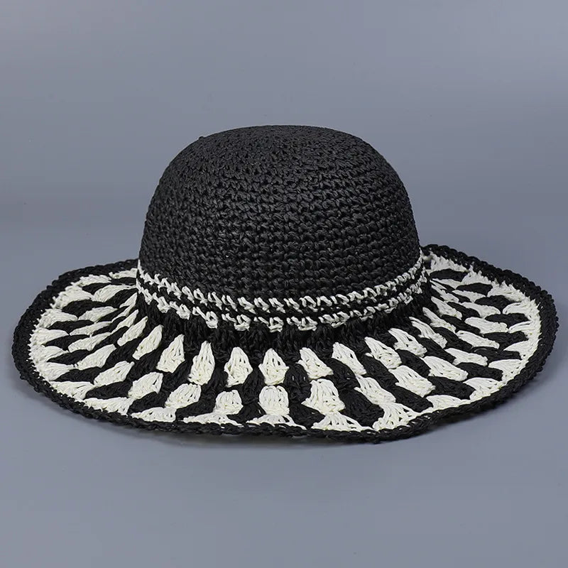 Women's Simple Style Round Big Eaves Straw Hat