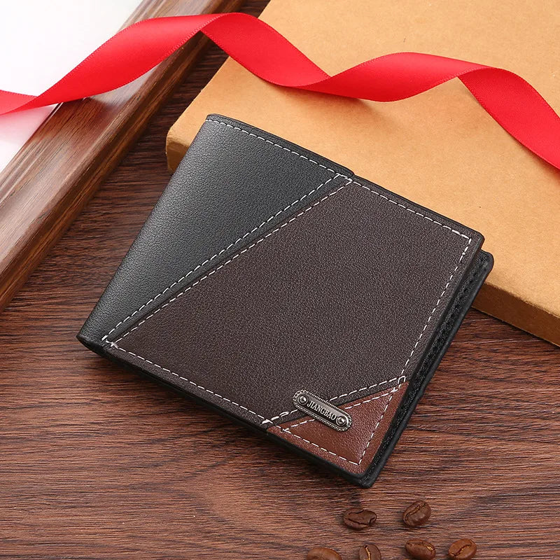 Men's Solid Color PVC Open Small Wallets