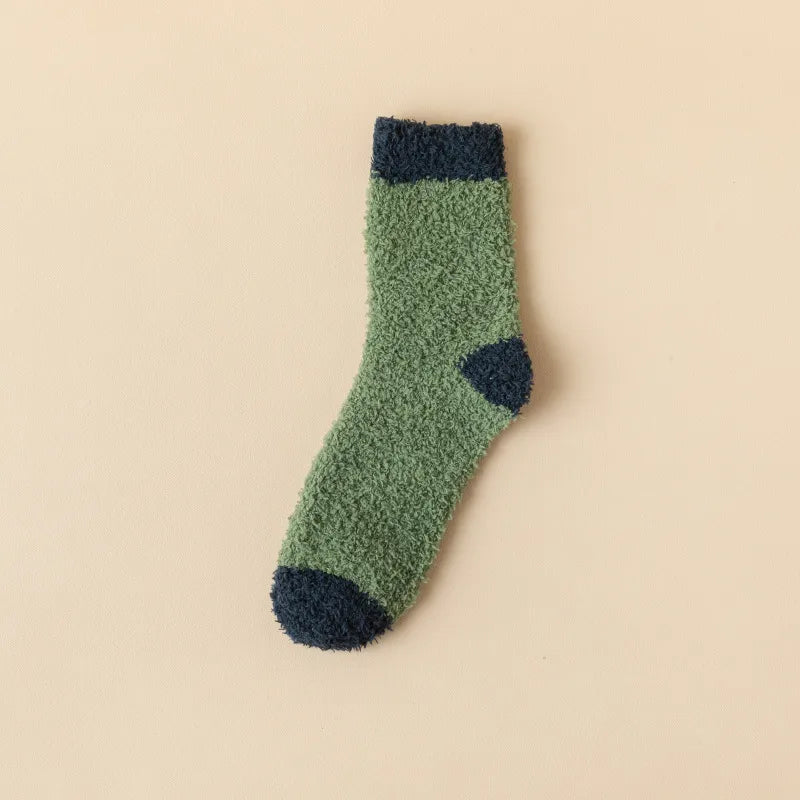 wool-free coral velvet socks men's mid-tube socks autumn and winter men's home warm floor plush socks