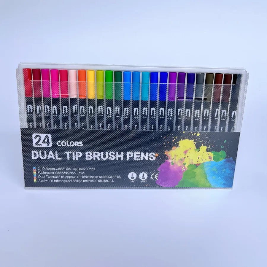 new arrival black rod double-headed marker watercolor pen set art supplies