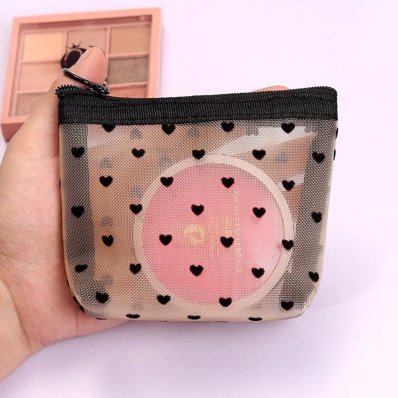 women's small all seasons nylon heart shape fashion square zipper cosmetic bag