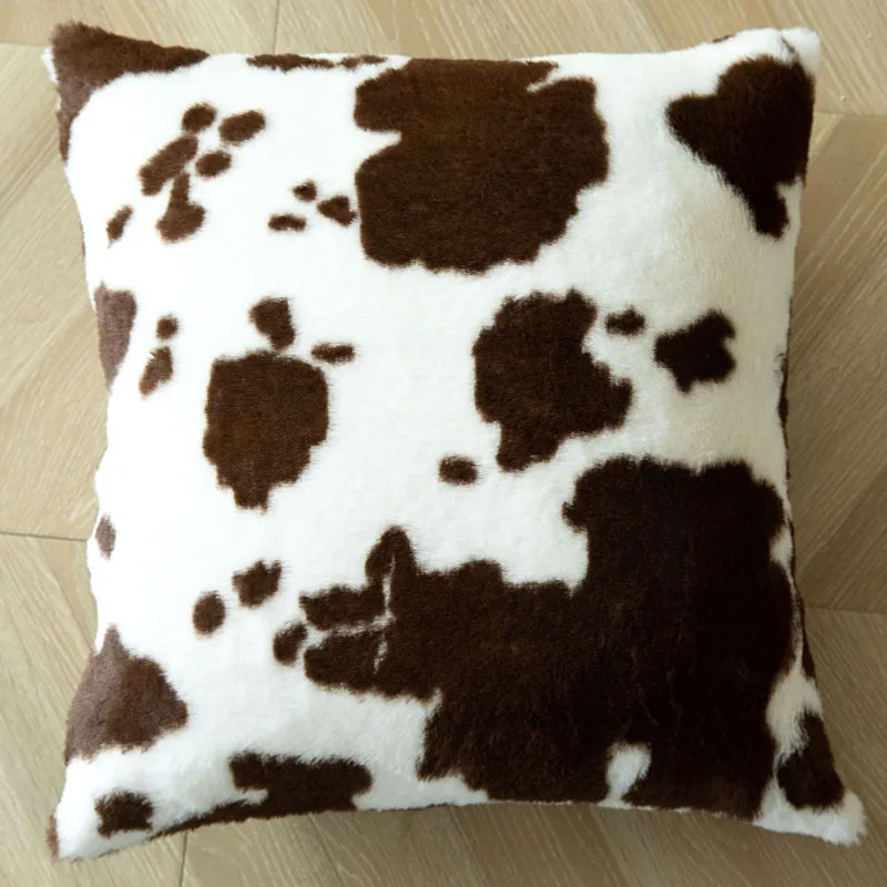 cute color block pu milk fiber throw pillow