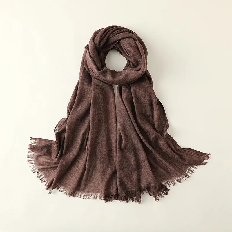 women's elegant solid color cotton silk scarves