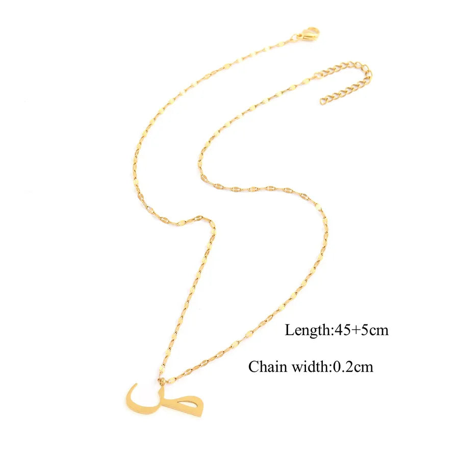 Wholesale Jewelry Casual Simple Style Arabic Letters 201 Stainless Steel 304 Stainless Steel Lip Chain Pendant Necklace