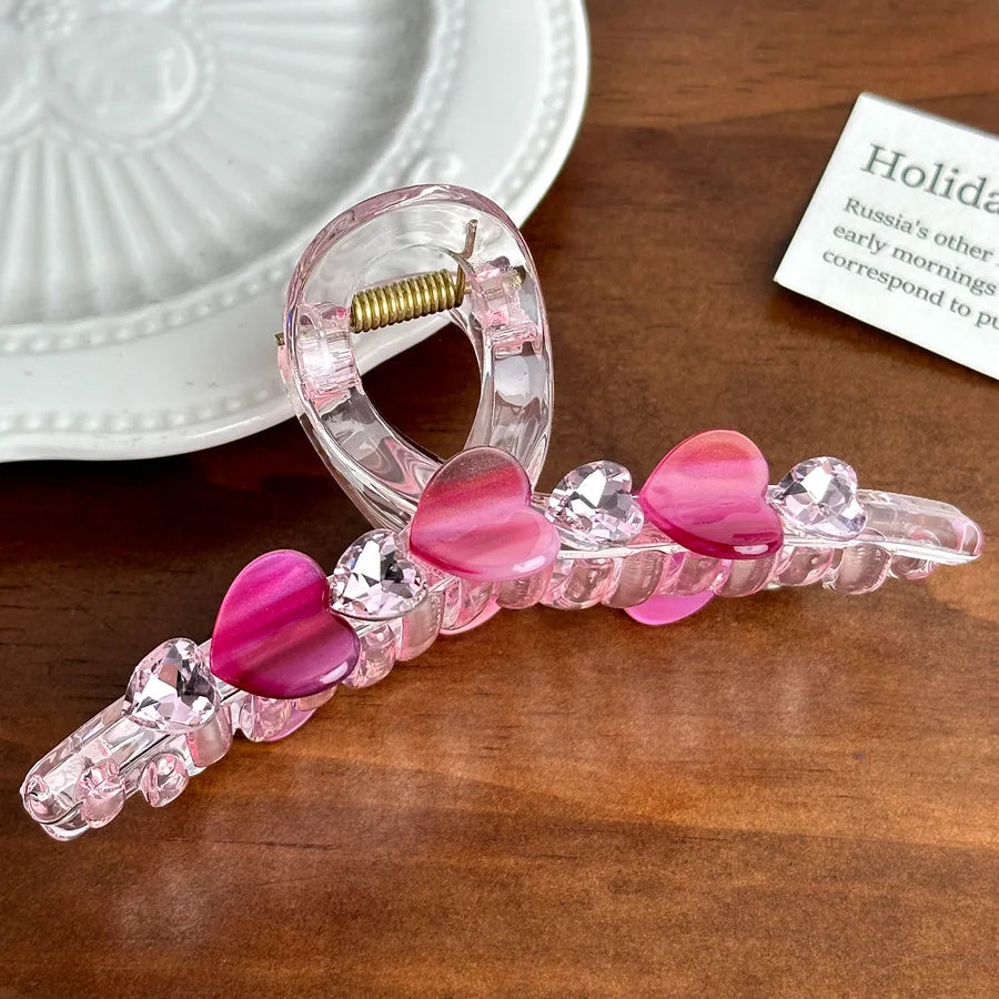 Sweet Heart Shark Clip Hair Accessories For Girls Basic Style Mixed Material Hairpins Versatile Back Of Head Hair Clips