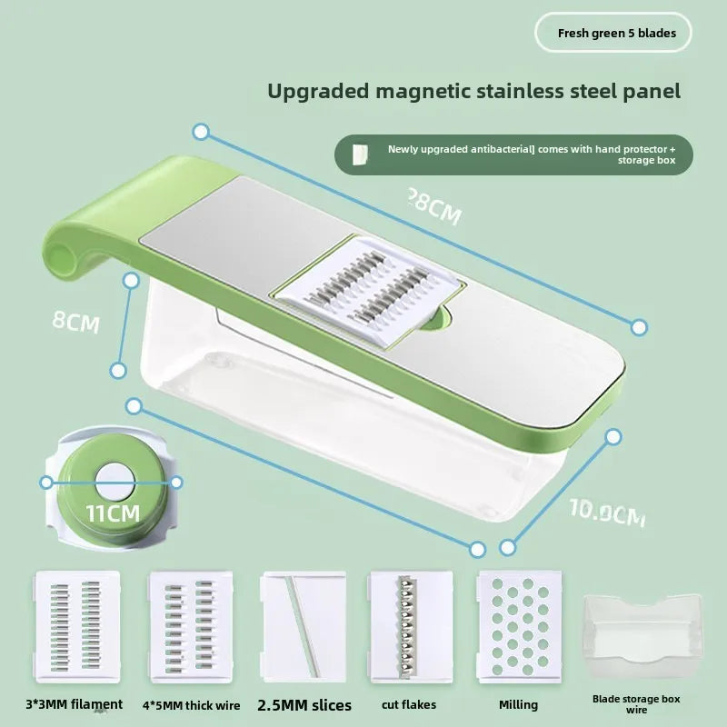 Multi-functional kitchen vegetable cutter dicing and shredding artifact household hand guard stainless steel potato slicing and shredding grater