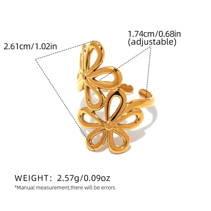 Wholesale Jewelry IG Style Casual Simple Style Flower 304 Stainless Steel 18K Gold Plated Open Rings