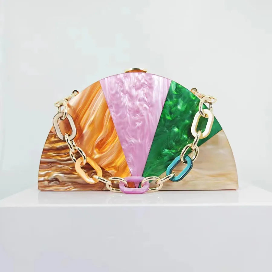 Acrylic Color Block Semicircle Evening Bags