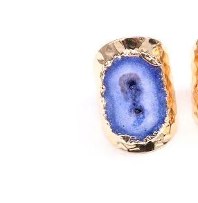 casual irregular agate brass natural stone wholesale open ring