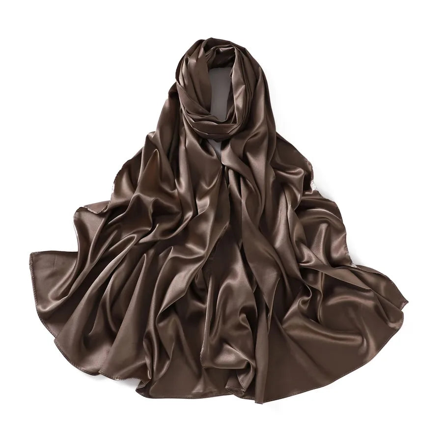 women's streetwear solid color satin winter scarves