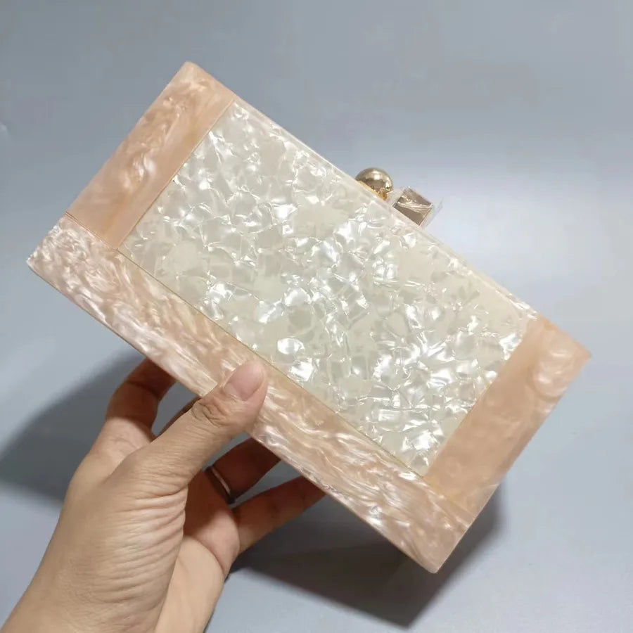 Purple Green Black Arylic Marble Square Evening Bags