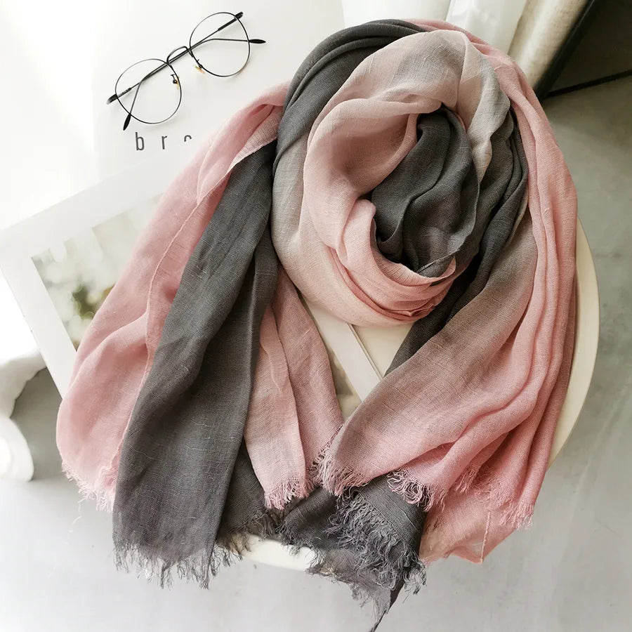 women's elegant gradient color cotton scarves & gloves