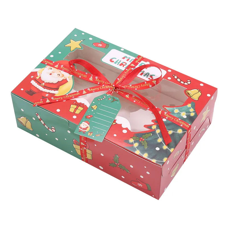 Creative Window Opening Transparent Christmas Baking Pastry Cupcake Packaging Box For Cakes Pastries And Gifts