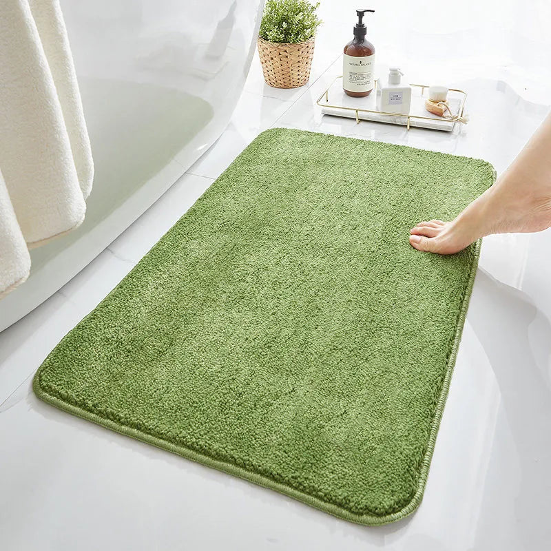 Household Bathroom Door Mat Solid Color Simple Bathroom Absorbent Non-Slip Mat Spot  Thickened Fiber Floor Mat