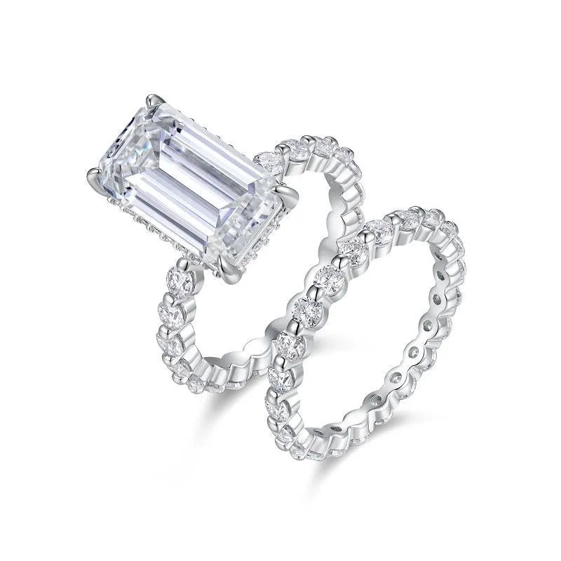 Moissanite 925 Sterling Silver Rings GRA Certificate Geometric Rings