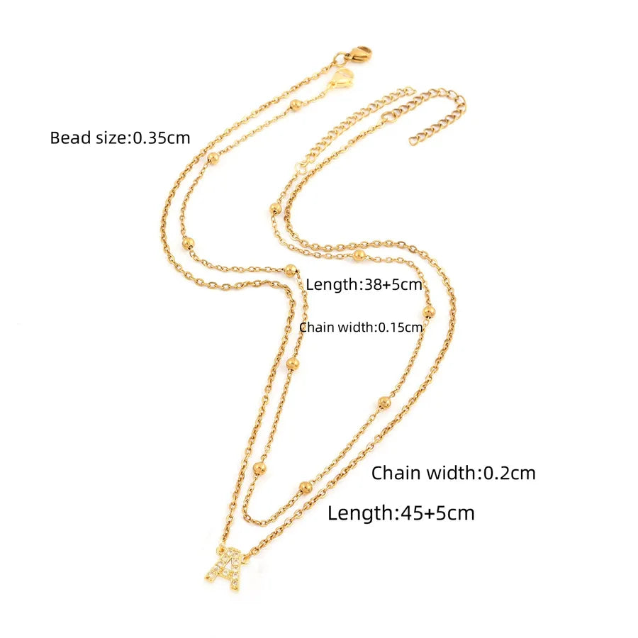 Wholesale Jewelry Simple Style Classic Style Letter 201 Stainless Steel Copper ball chain cable chain Pendant Necklace