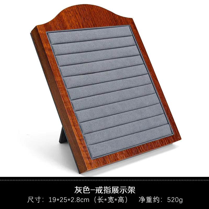 Wood Grain 3D Ring Display Stand Jewelry Earring Pendant Ear Ring Showcase Wooden Material UV Craftsmanship Jewelry Organizer