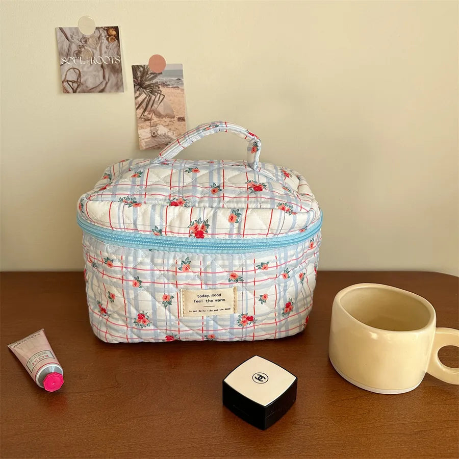 cute flower cotton oval makeup bags