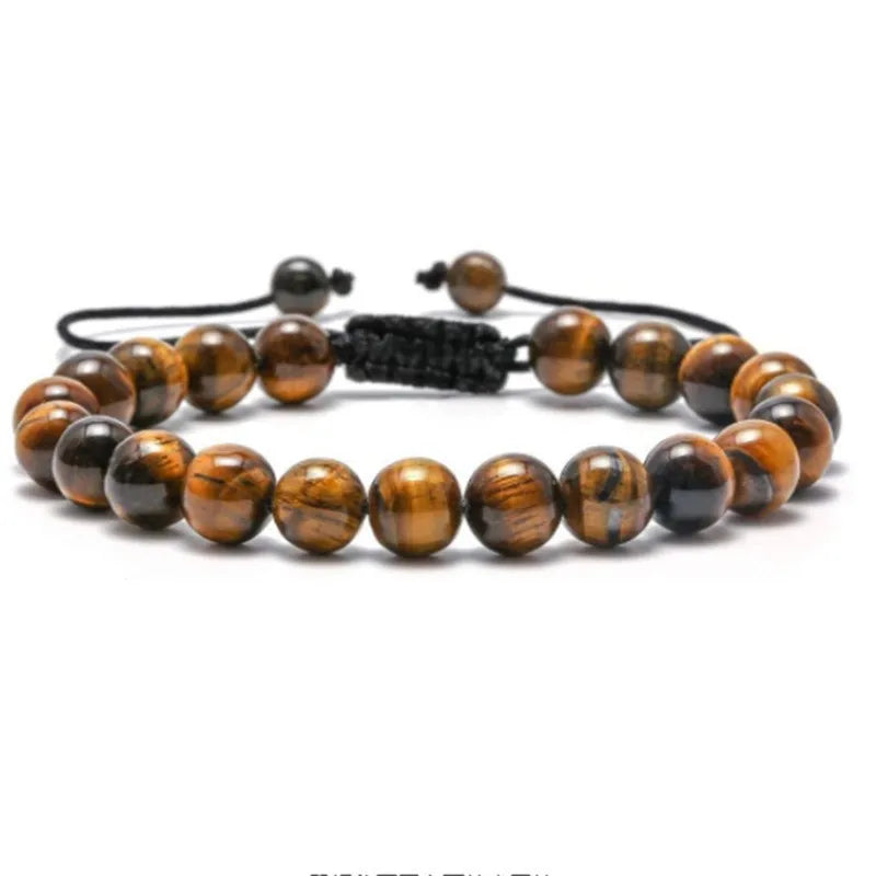 Retro Classic Style Geometric natural stone Volcanic rock Tiger Eye Bracelets In Bulk