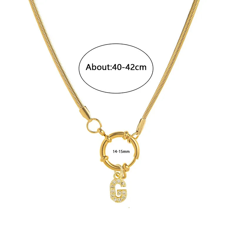Wholesale Jewelry Vacation Classic Style Pentagram Letter 302 Stainless Steel 18K Gold Plated snake chain Pendant Necklace