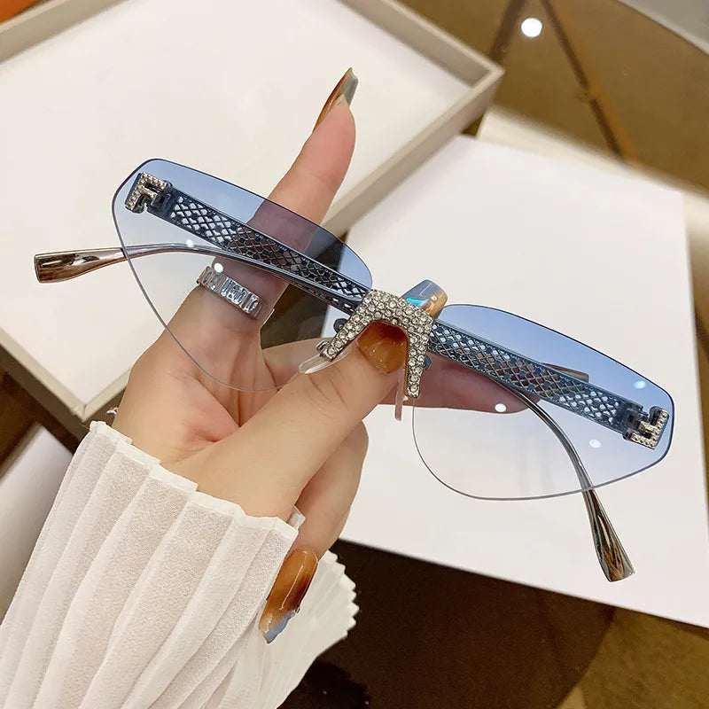 Elegant Basic Solid Color Ac Special-Shaped Mirror Frameless Women's Sunglasses