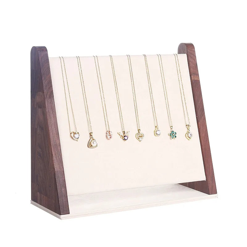 Modern Style Classic Style Triangle Bevel Flannel Walnut Patchwork Jewelry Display Jewelry Rack