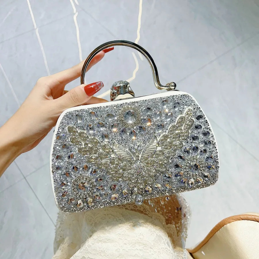 New   diamond crystal handbag full diamond fashion dress banquet bag evening bag shoulder crossbody bag