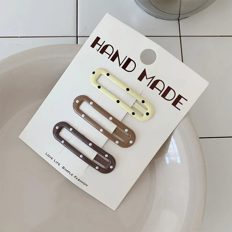 Polka Dot BB Clip Metal Star Hair Accessories Women Basic Versatile Mermaid Color Series Coffee Brown Drip Oil Color Hair Clips
