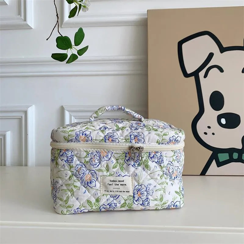 cute flower cotton oval makeup bags