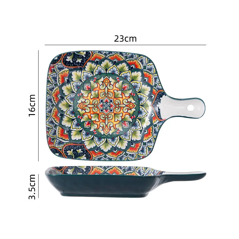 Bohemian Ceramic Tableware Bilitis Dishes Light Luxury Hand-painted Creative Household Rice Bowl Soup Bowl Dish Plate