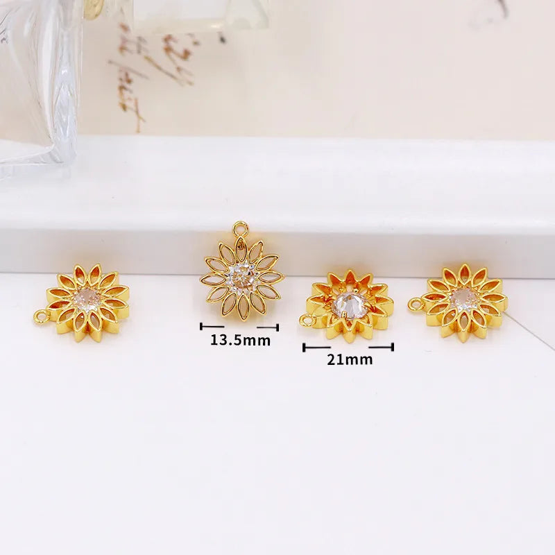 1 Piece Copper Zircon Flower Bow Knot Pendant