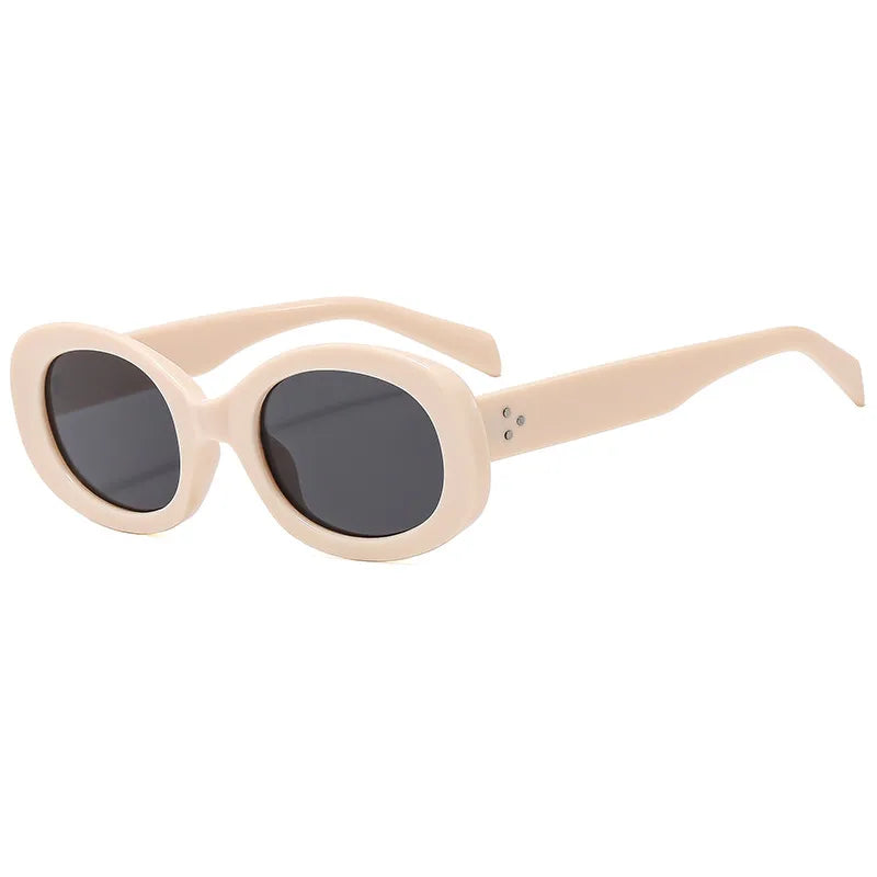 retro solid color ac oval frame full frame men's sunglasses