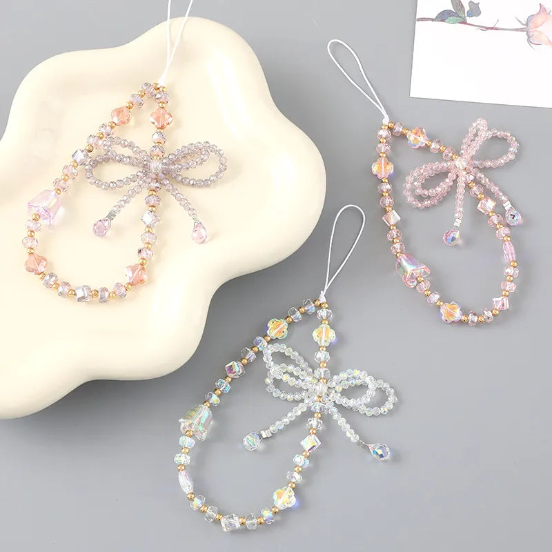 1 Piece Elegant Lady Butterfly Beaded Beaded Bag Pendant Mobile Phone Chain
