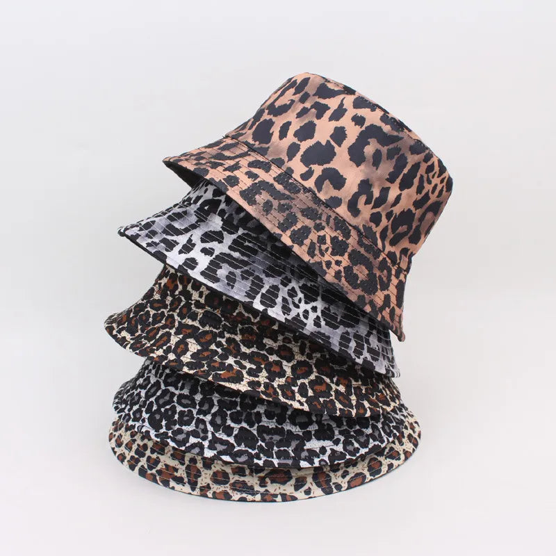 Trendy Double-Sided Wear Digital Print Leopard Pattern Fisherman Hat Women's Sunshade Cap Unisex Couple's Bucket Hat