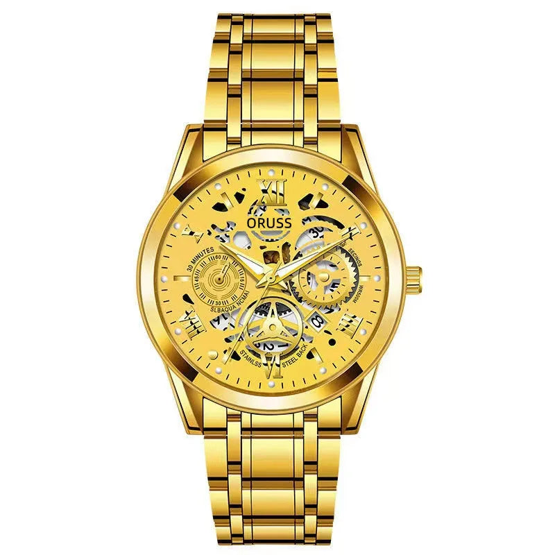 business solid color single folding buckle quartz men's watches
