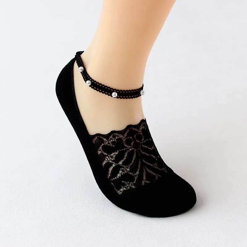 sweet solid color cotton pearl socks