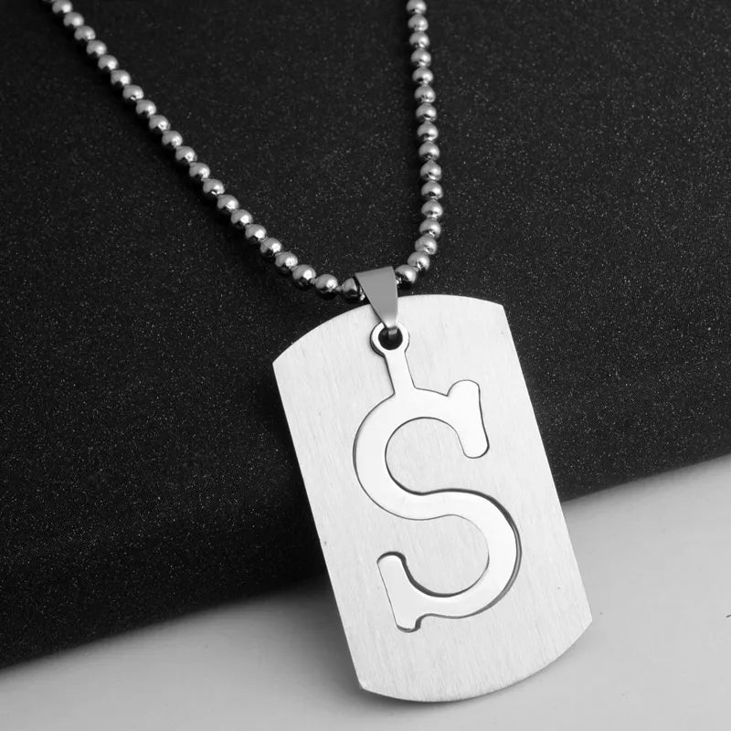 Hip-Hop Simple Style Letter 304 Stainless Steel Hollow Out Men's Pendant Necklace