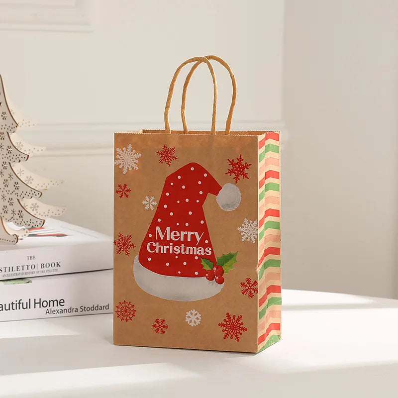 Christmas Cute Christmas Hat Christmas Tree Elk Kraft Paper Daily Gift Bags
