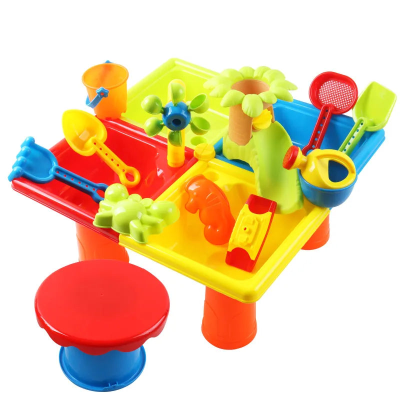 Large Round Beach Sand Water Play Table Children's Toy Digging Tool Set Sandpit Aquatic Play Equipment Outdoor Fun