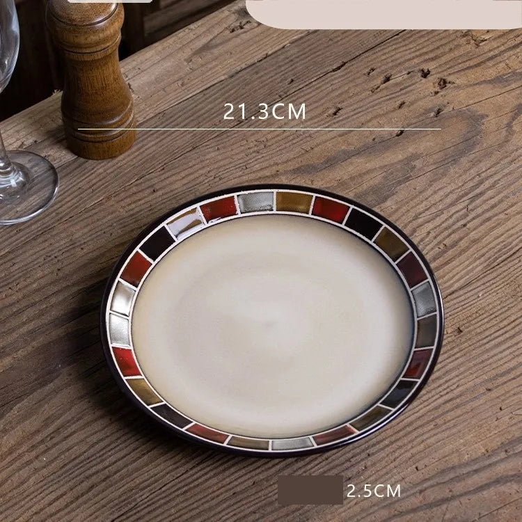 Retro Solid Color Flower ceramics Tableware 1 Piece