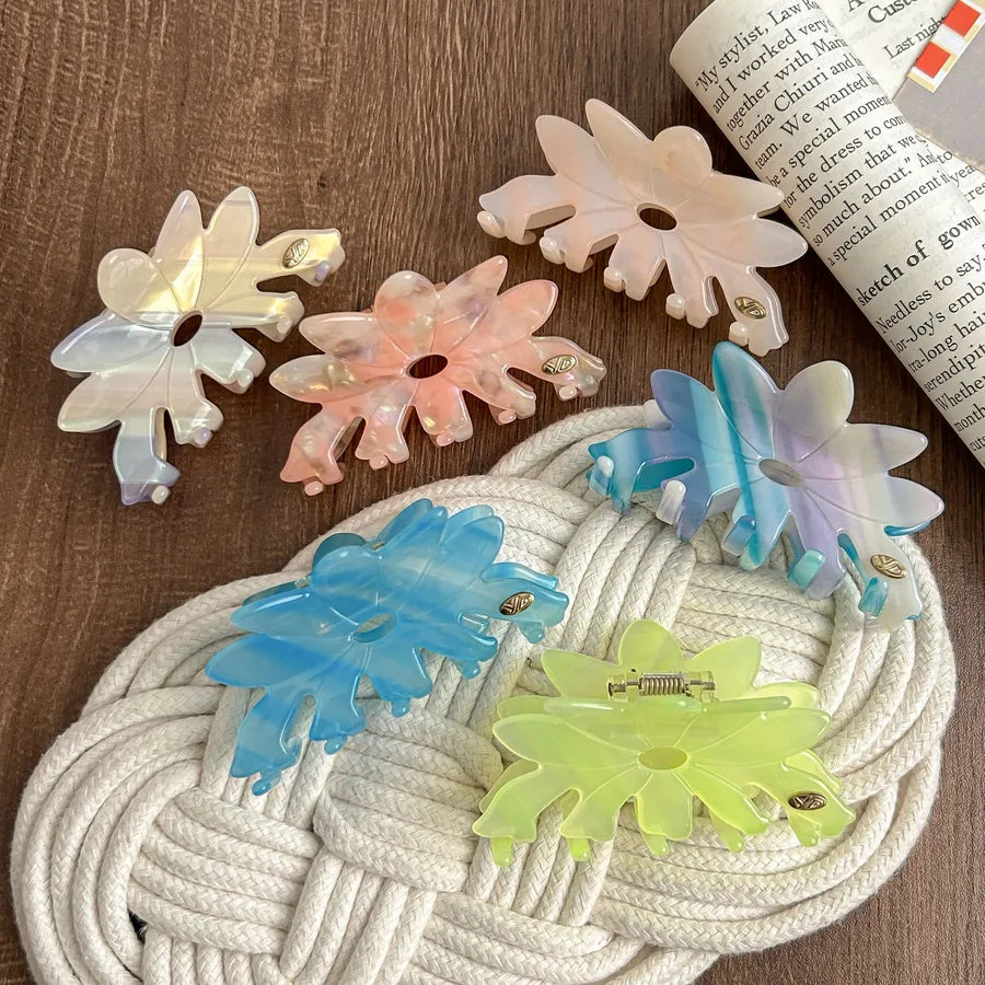 Large Size Acetate Flower Hair Clips New Style Colorful Shark Tail Updo Hair Clips Fresh Girl's Hair Accessories
