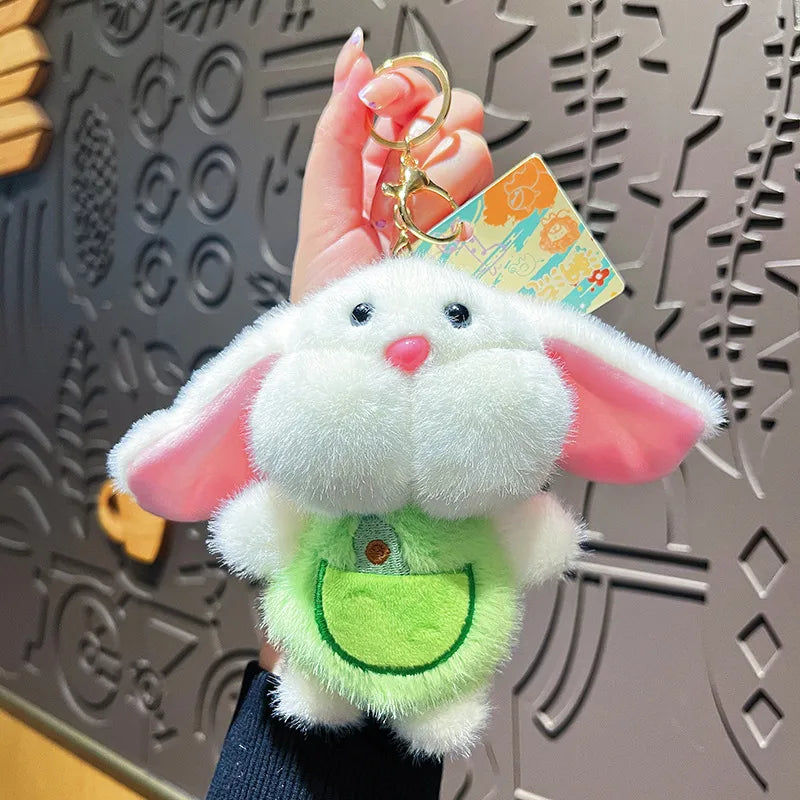 Creative Cartoon Plush Fruit Rabbit Keychain Cute Delicate Bag Pendant Couple Gift Small Soft Toys Earphone Strap