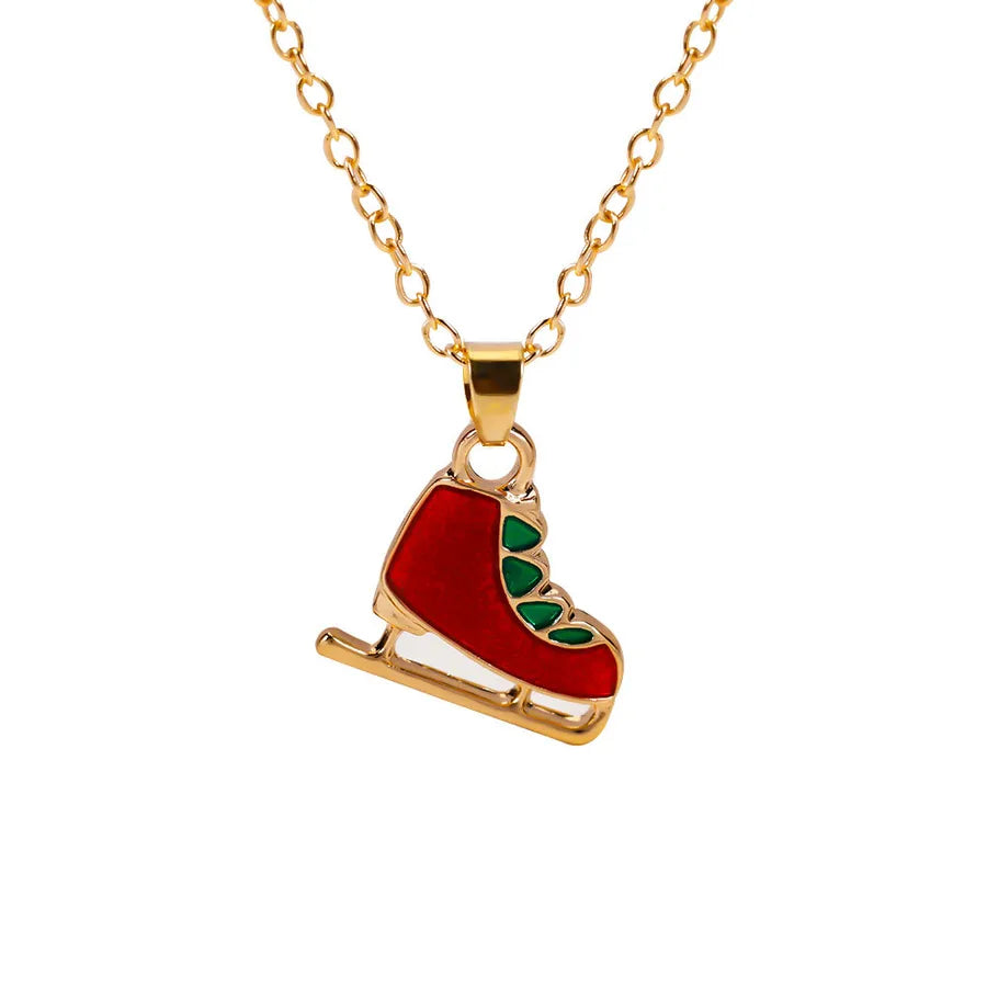 Christmas Themed Alloy Pendant Necklace With Bell Snowflake Design Geometric Pattern For Men And Women Christmas Tree Santa Claus Deer Stick