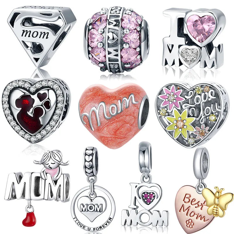1 Piece 925 Sterling Silver Zircon Letter Heart Shape Butterfly Polished Pendant Beads Jewelry Accessories