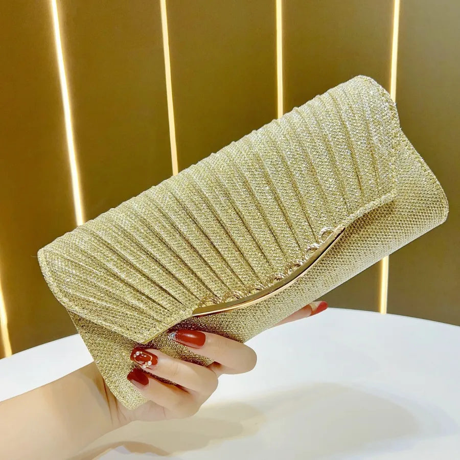 Shiny Evening Clutch Bag Fashionable Crossbody Women's Bag Elegant Atmosphere Luxury Sensation Summer Handbag Polyester Material