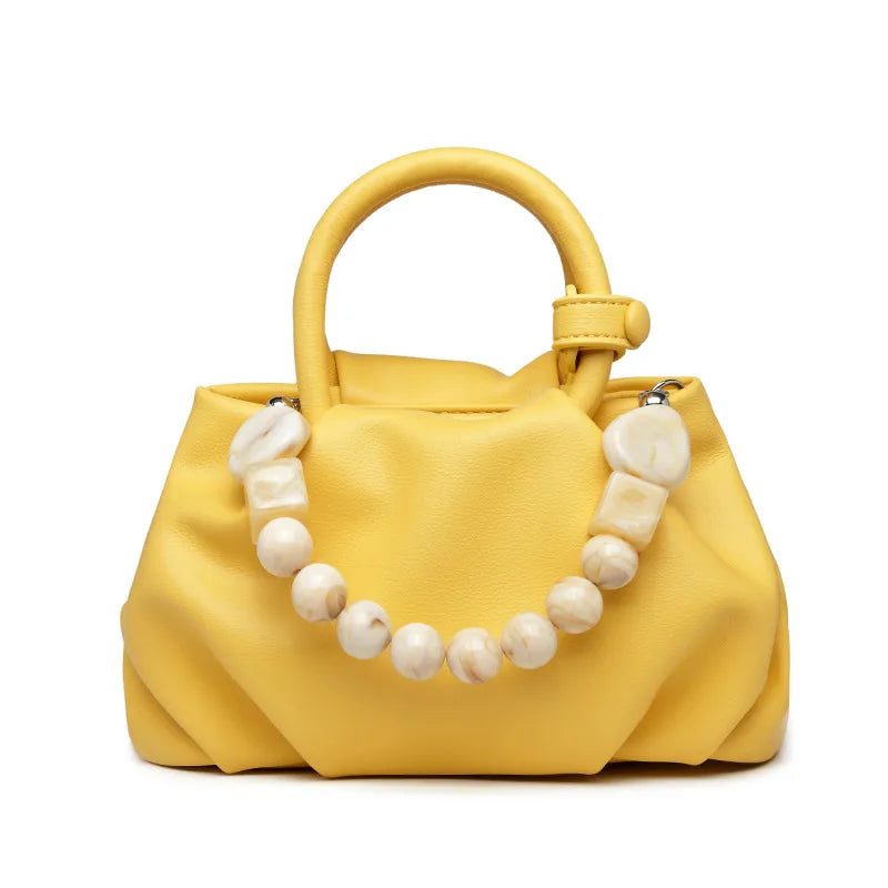 Women's Medium Pu Leather Solid Color Streetwear Beading Magnetic Buckle Cloud Shape Bag