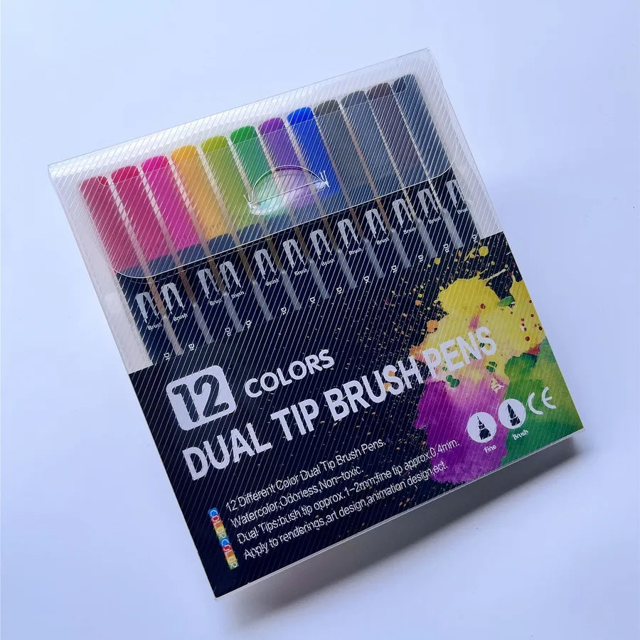 new arrival black rod double-headed marker watercolor pen set art supplies